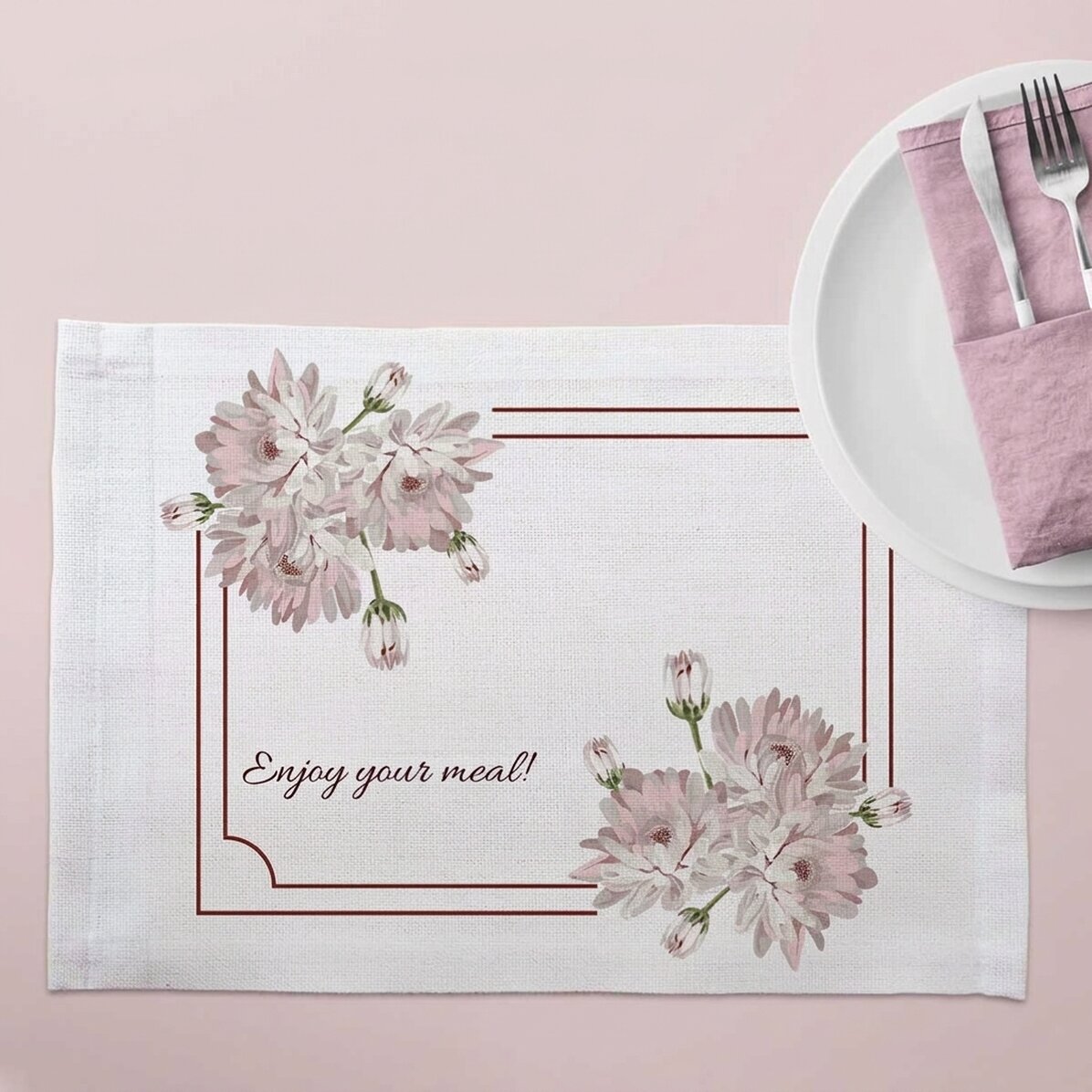 Gepersonaliseerde bordhouder - Chrysanthemum-motief