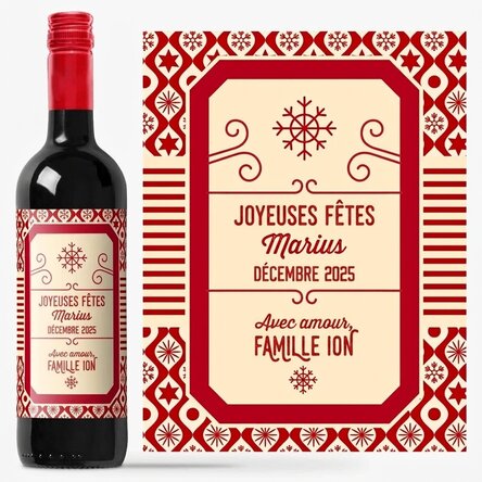 Vin personnalisé avec un message - Modèle de Noël