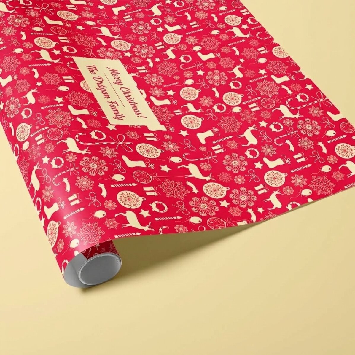 Gepersonaliseerd cadeaupapier met tekst in een kader - Reni
