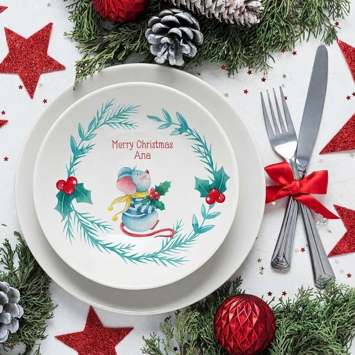 Assiette personnalisée avec inscription - Souris