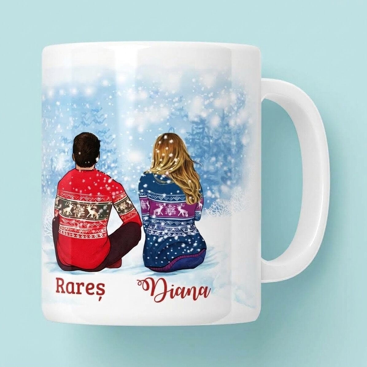 Gepersonaliseerde mok met naam voor koppels - Merry Christmas