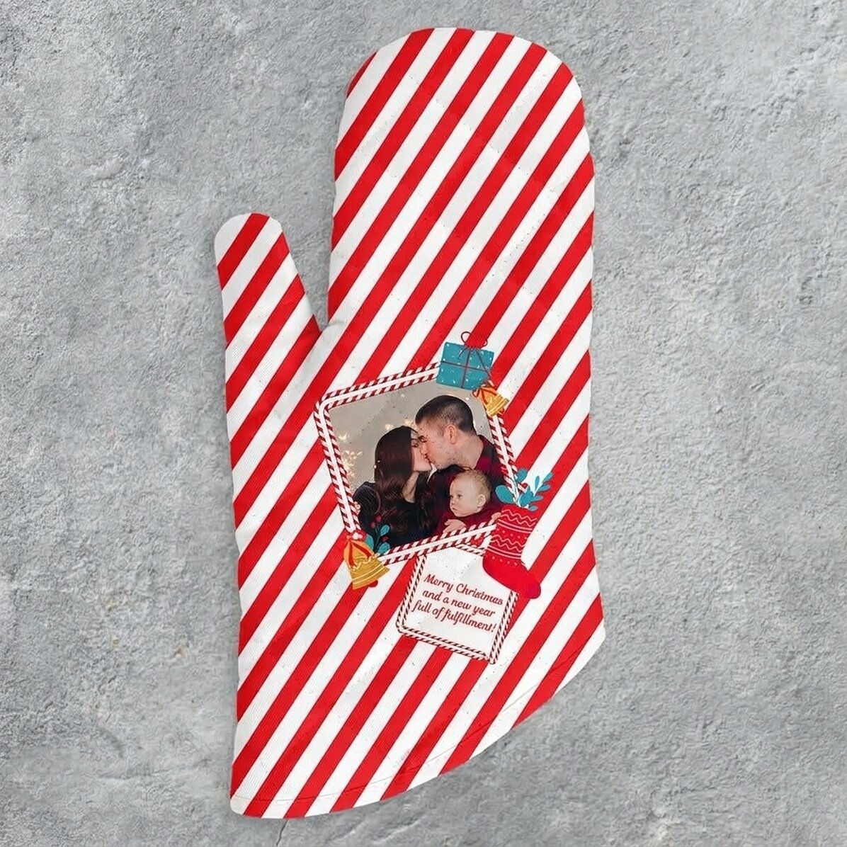 Gant de cuisine personnalisé avec photo et texte - Candy Cane