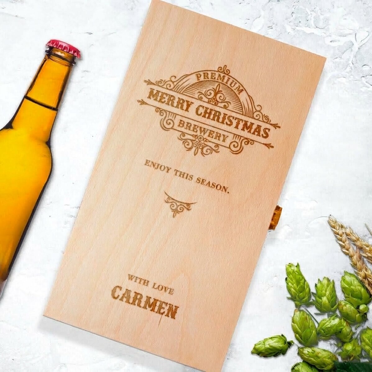 Gepersonaliseerde bierdoos voor drie flessen - Vintage Christmas