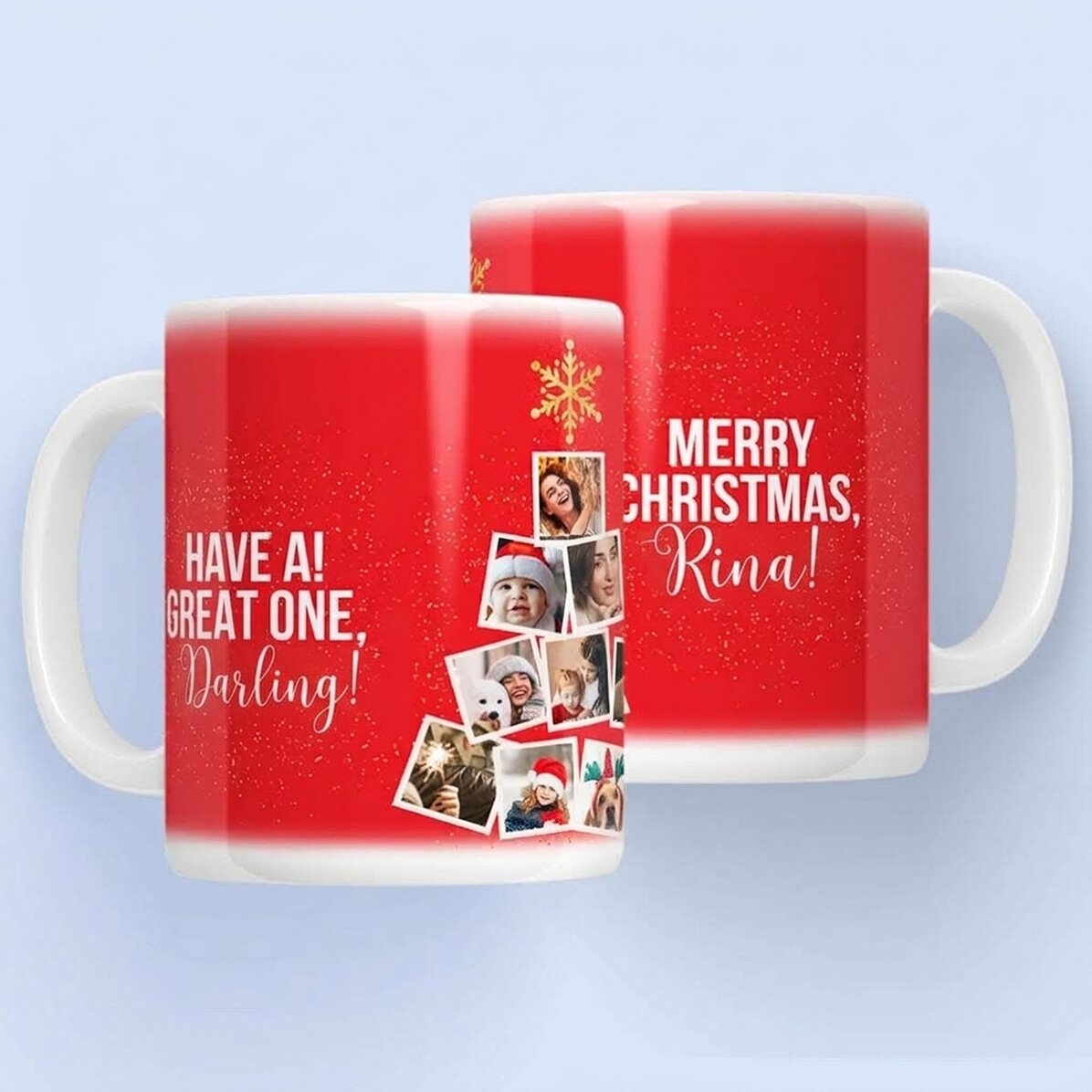Tasse personnalisée avec 10 photos et un texte - Souvenirs de Noël