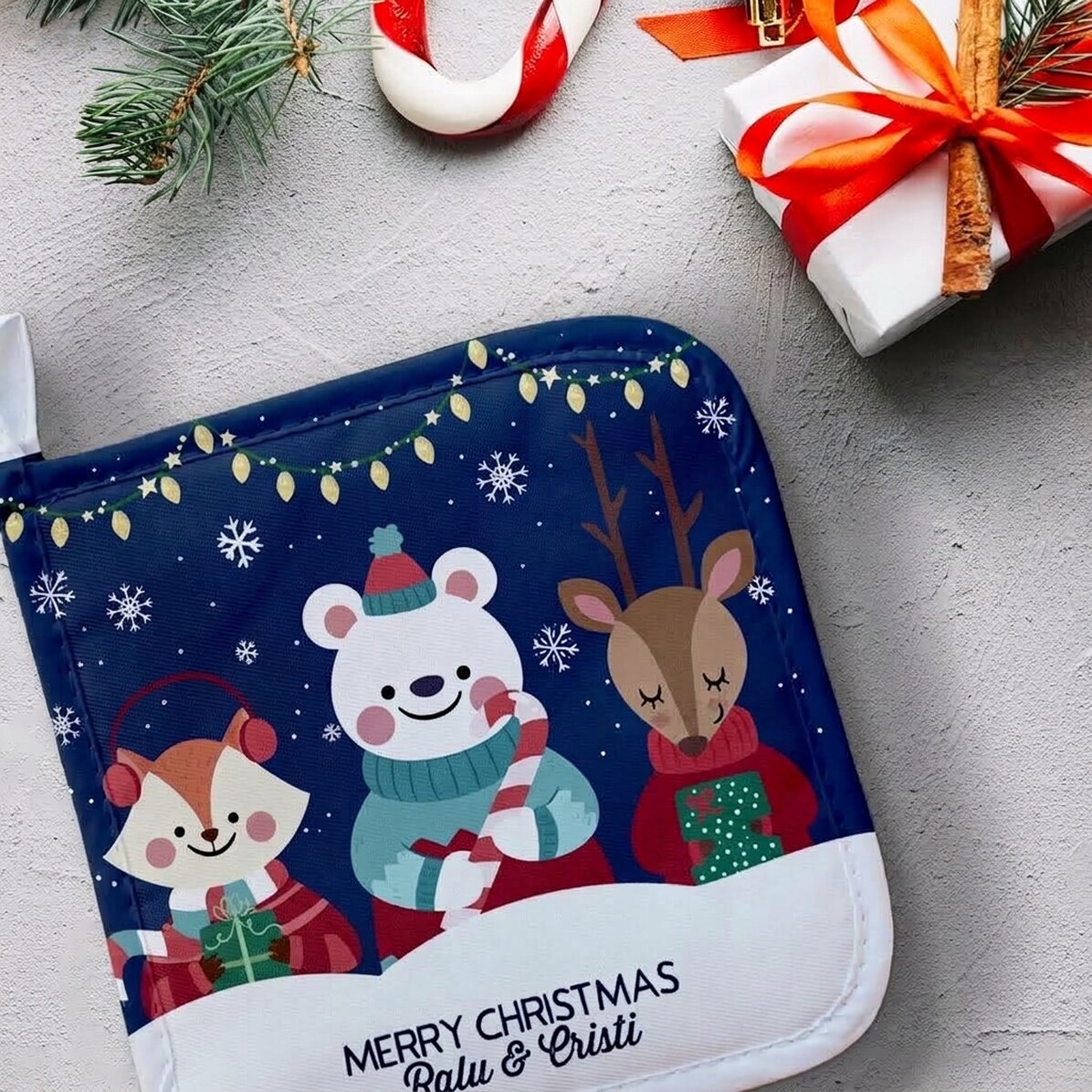 Gepersonaliseerde onderzetter voor hete pannen met tekst - Christmas Night