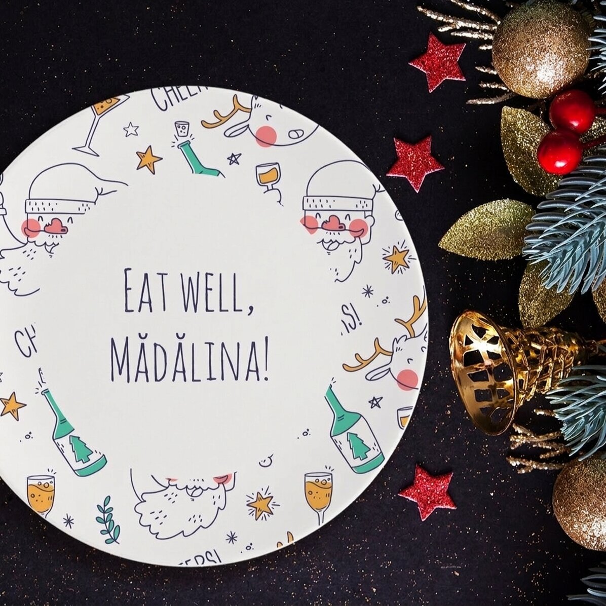 Gepersonaliseerd bord met tekst - Drunk Santa