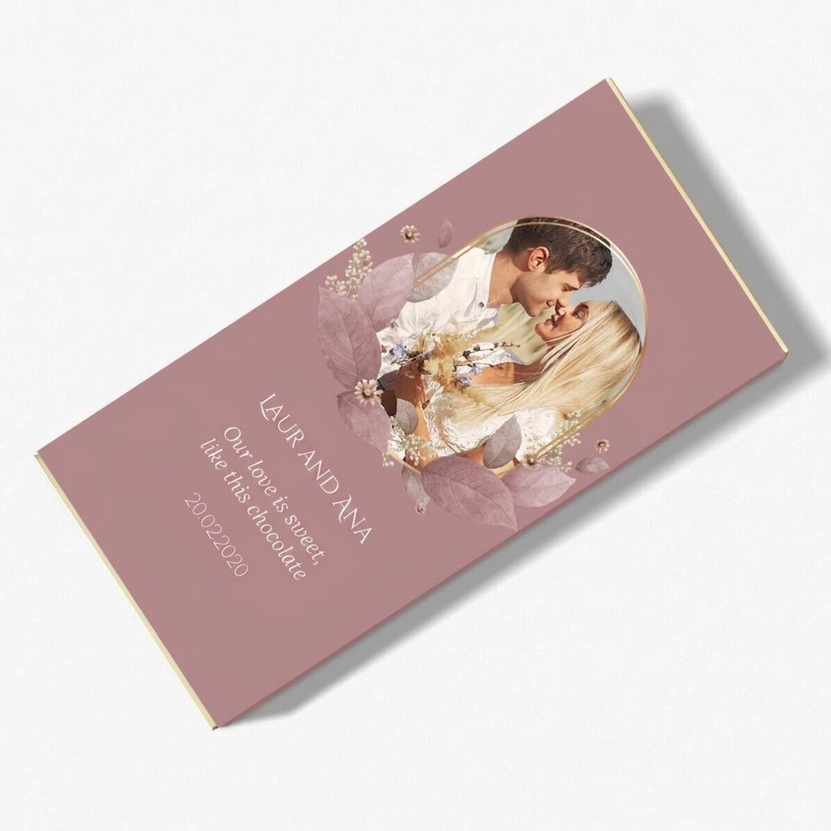 Chocolat personnalisé avec texte et photo - Floral