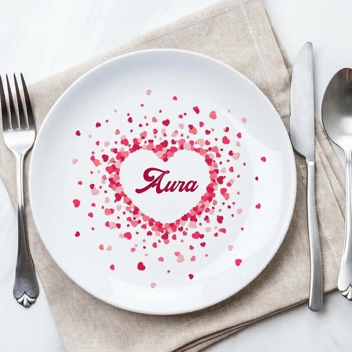 Assiette personnalisée avec inscription - Sparkle of hearts