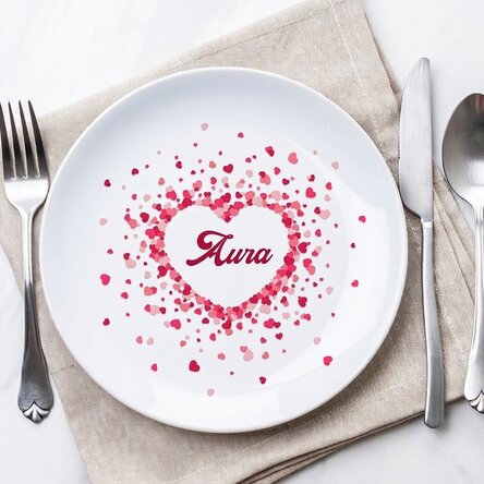 Assiette personnalisée avec inscription - Sparkle of hearts