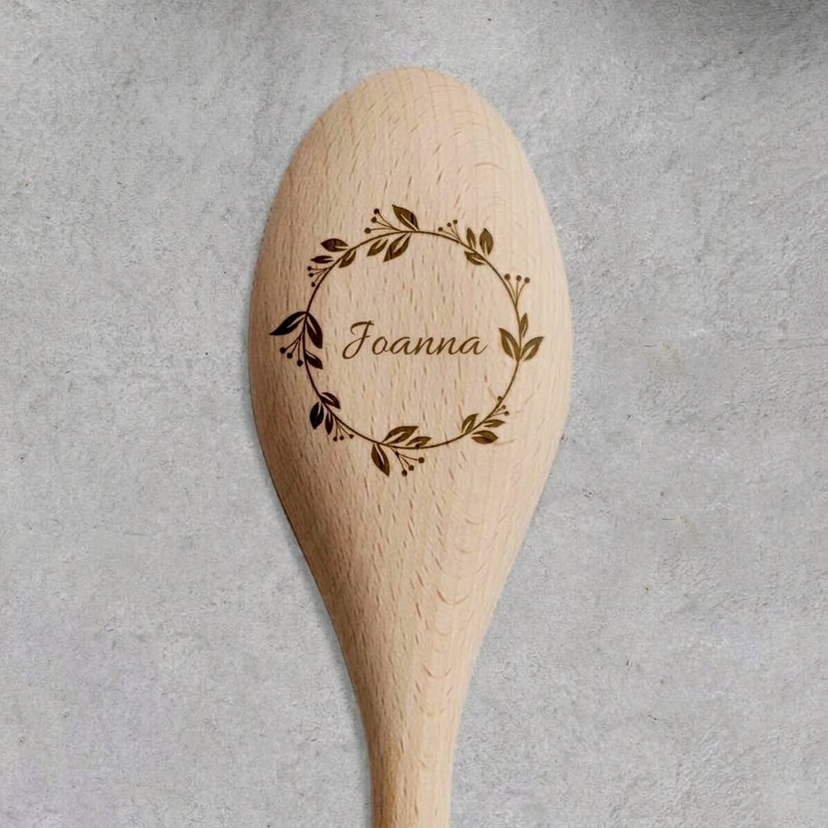Gepersonaliseerde houten lepel - bloemmotief