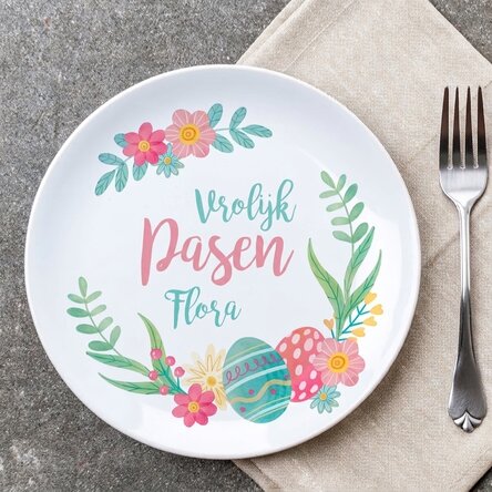 Gepersonaliseerd bord met tekst - Happy Easter!