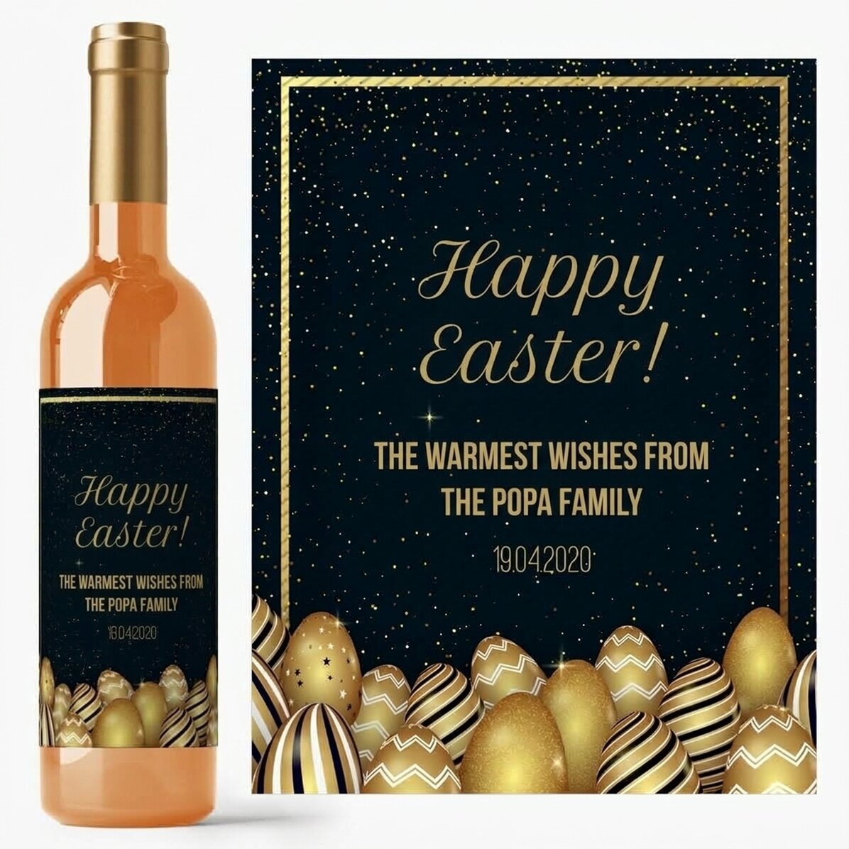 Vin personnalisé avec un message pour Pâques