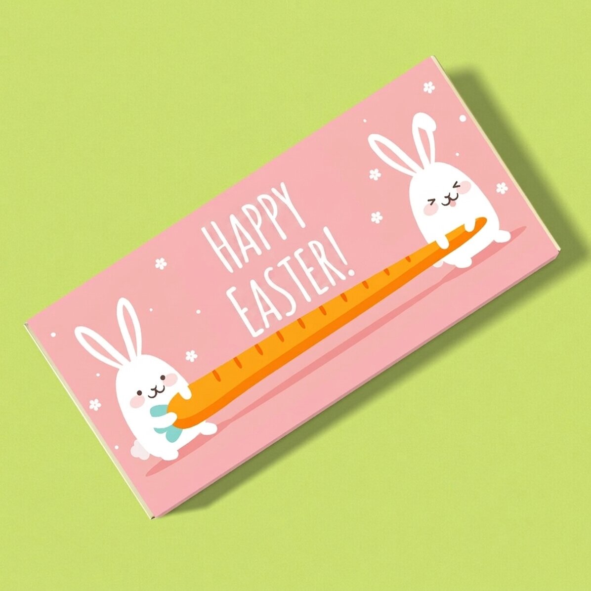 Chocolat personnalisé avec un prénom et un message - Lapins