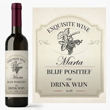Wijn met gepersonaliseerde tekst - Stay positive and drink wine