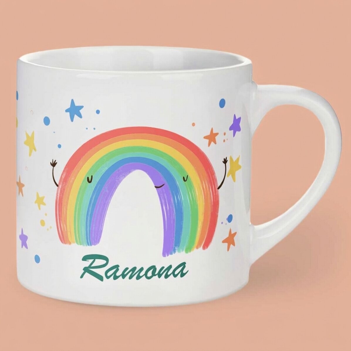 Gepersonaliseerde drinkbeker voor kinderen met tekst - Rainbow