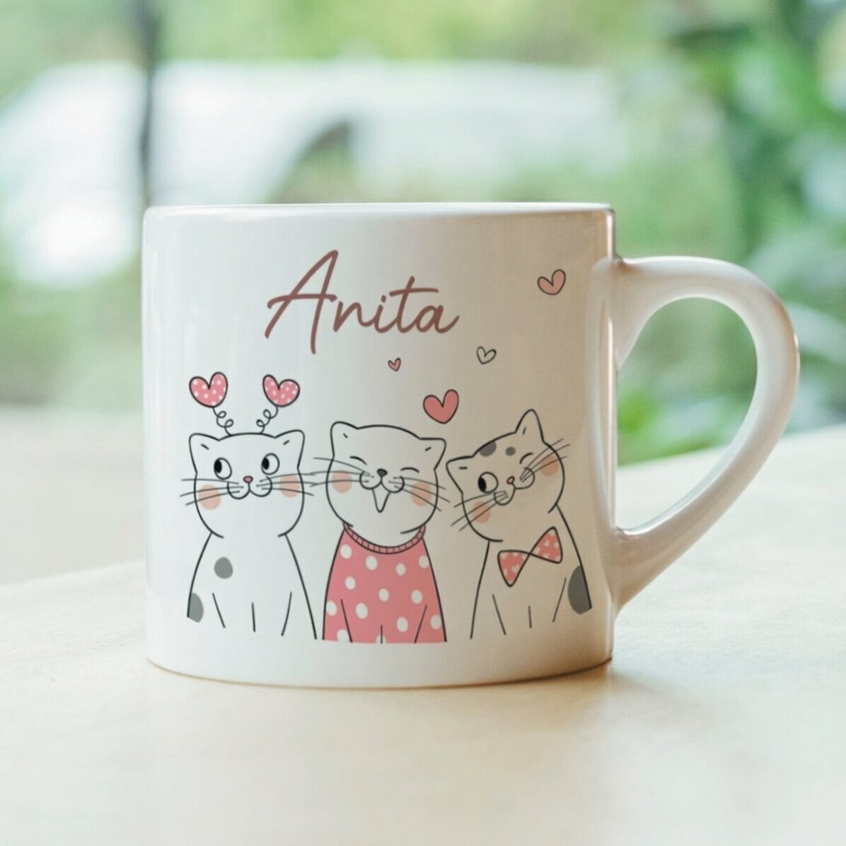 Gepersonaliseerde kinderbeker met tekst - Playful Cats