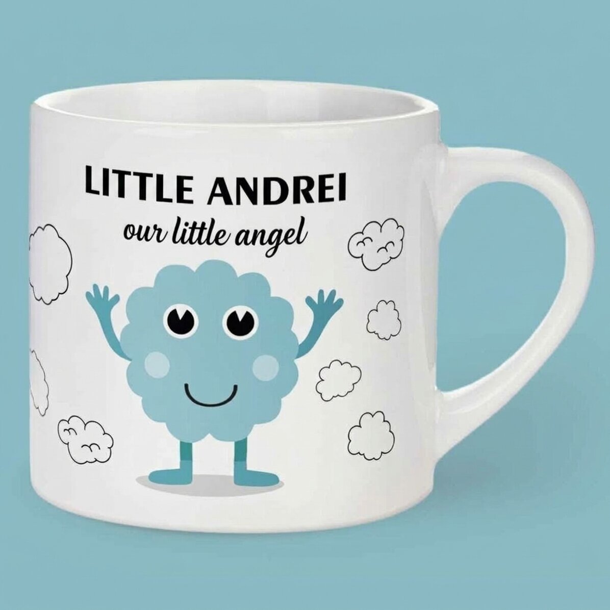 Gepersonaliseerde kinderbeker met tekst - Het vrolijke wolkje