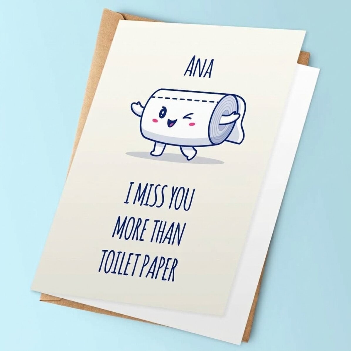 Gepersonaliseerde wenskaart met tekst - Toiletpapier