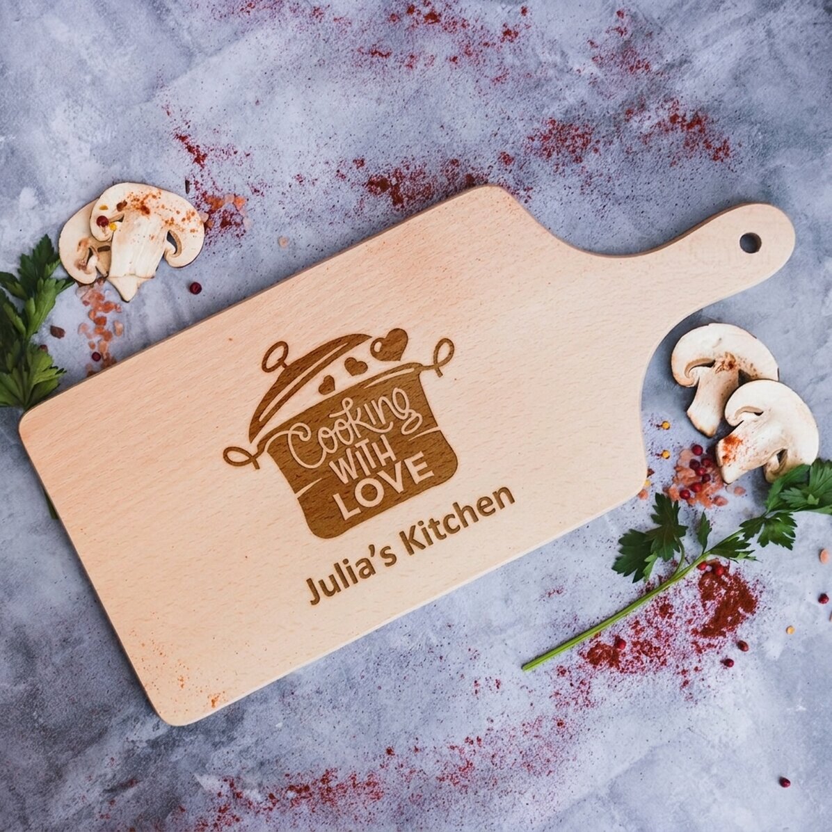 Op maat gemaakte snijplank - Cooking with love