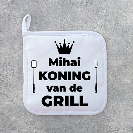 Gepersonaliseerde onderzetter voor hete pannen met tekst - King of the Grill