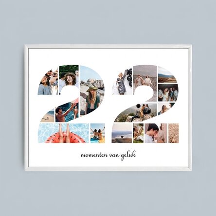 Gepersonaliseerd landschapsschilderij met 17 foto’s, model nr. 22 en tekstbericht