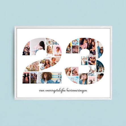 Gepersonaliseerd landschapsschilderij met 25 foto’s, model nummer 23 en tekstbericht