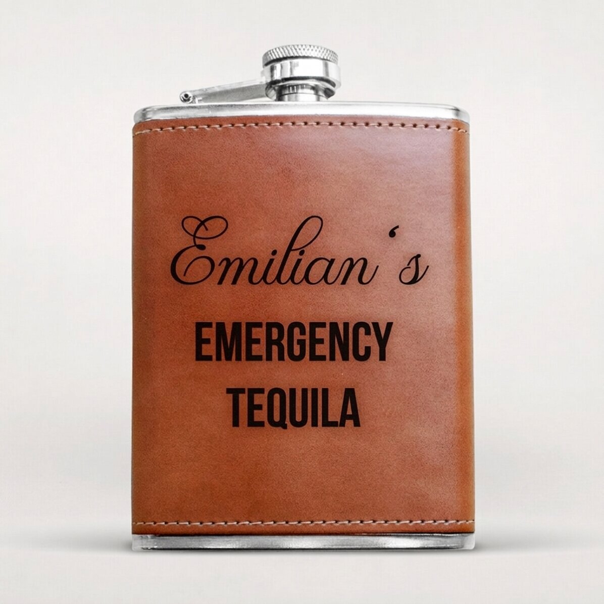 Flacon de poche personnalisé recouvert de cuir - Emergency Tequila