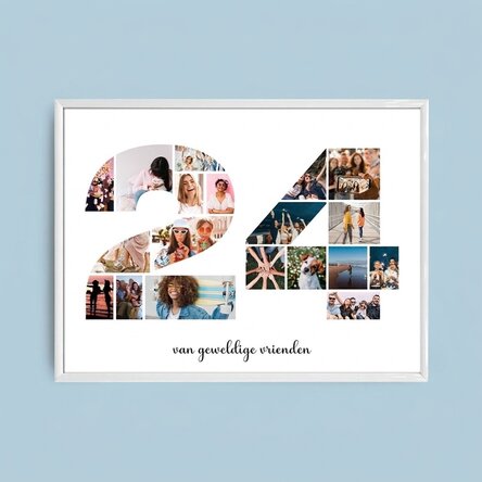 Gepersonaliseerd landschapsschilderij met 19 foto’s, model nr. 24 en tekstbericht
