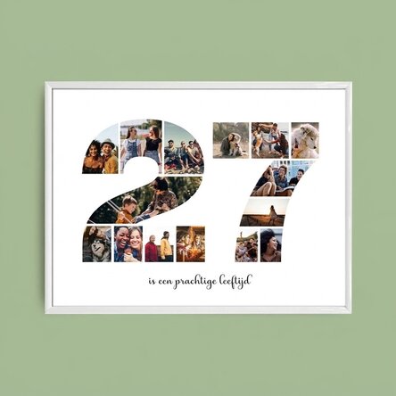 Gepersonaliseerd landschapsschilderij met 15 foto’s, model nr. 27 en tekstbericht