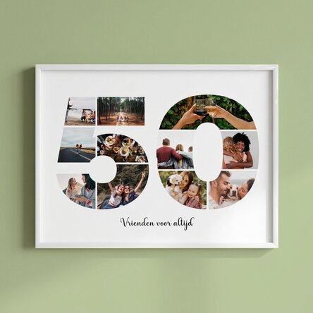 Gepersonaliseerd landschapsschilderij met 11 foto’s, model nummer 50 en tekstbericht