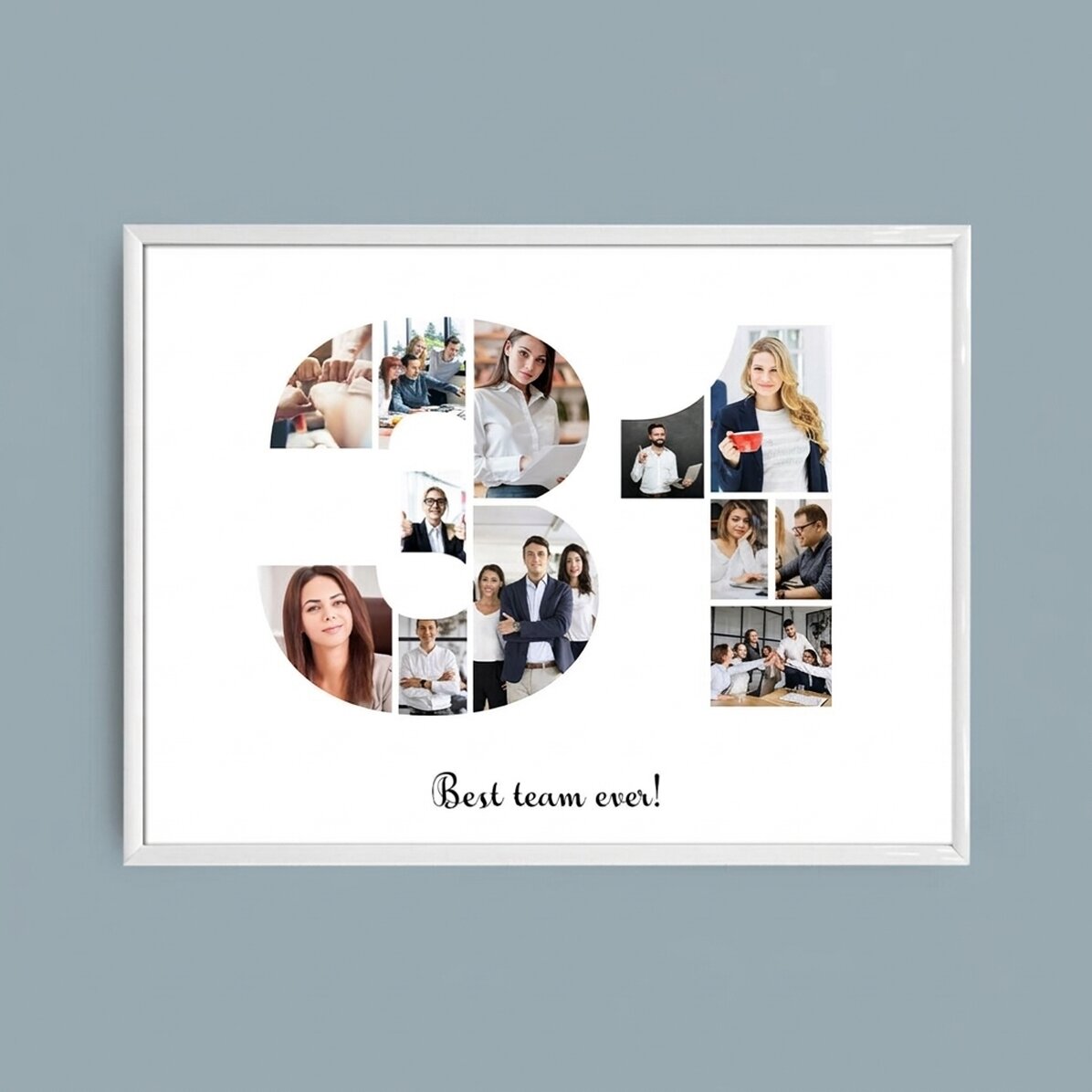 Tableau paysage personnalisé avec 12 photos, modèle n° 31, et un message
