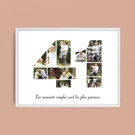 Tableau paysage personnalisé avec 10 photos, modèle n° 41, et un message