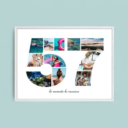 Tableau paysage personnalisé avec 11 photos, modèle n° 57 et message texte
