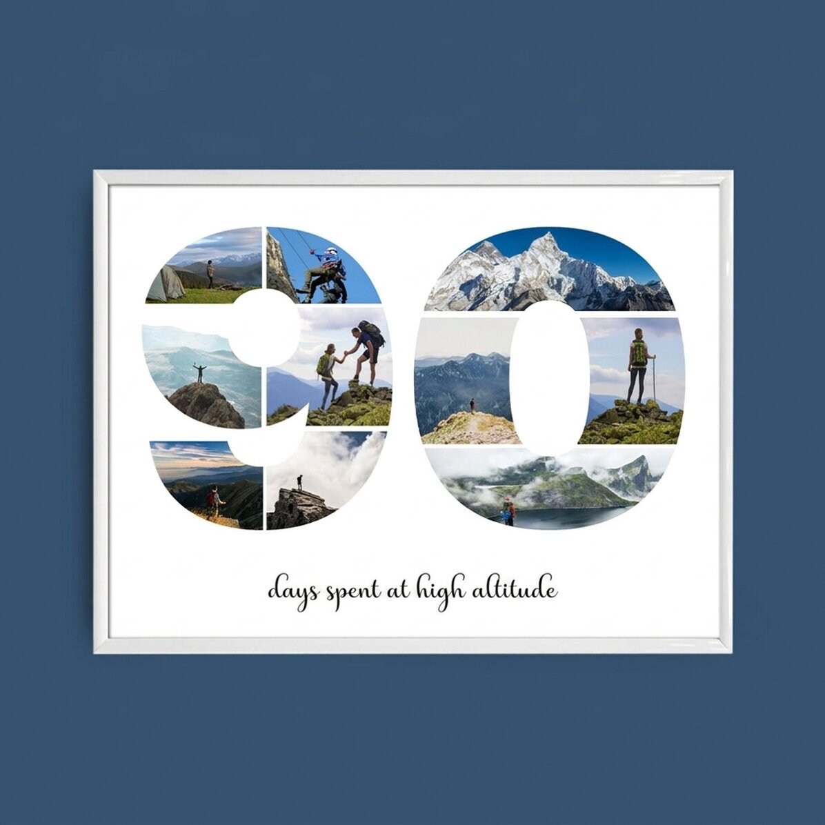 Tableau paysage personnalisé avec 10 photos, modèle n° 90, et un message
