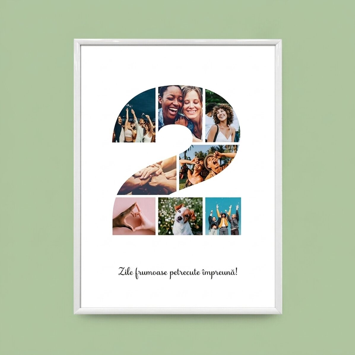 Gepersonaliseerd schilderij met 8 foto’s, model nr. 2 en tekstbericht