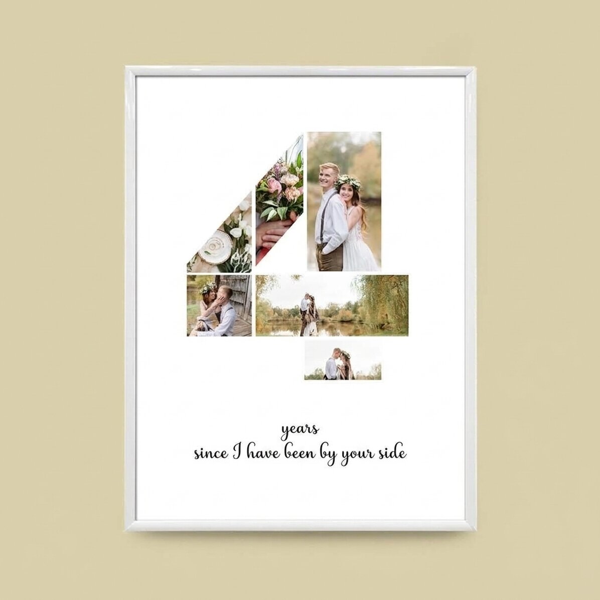 Gepersonaliseerd schilderij met 6 foto’s, model nummer 4 en tekstbericht