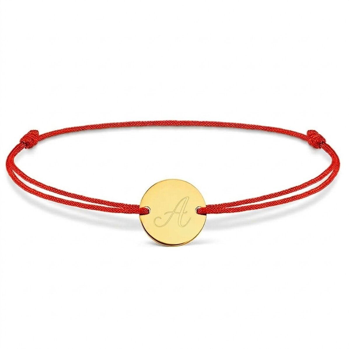 Bracelet à cordon personnalisé - pendentif de 14 mm - argent 925 - modèle initiale
