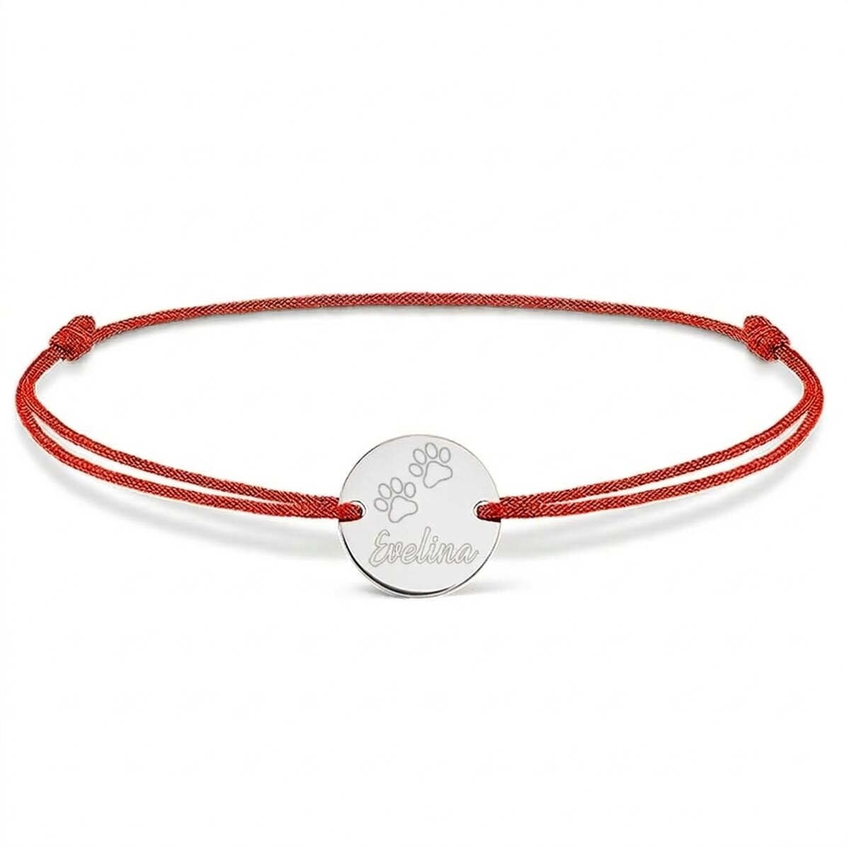 Bracelet à cordon personnalisé - pendentif de 14 mm - argent 925 - modèle « patte de chat »