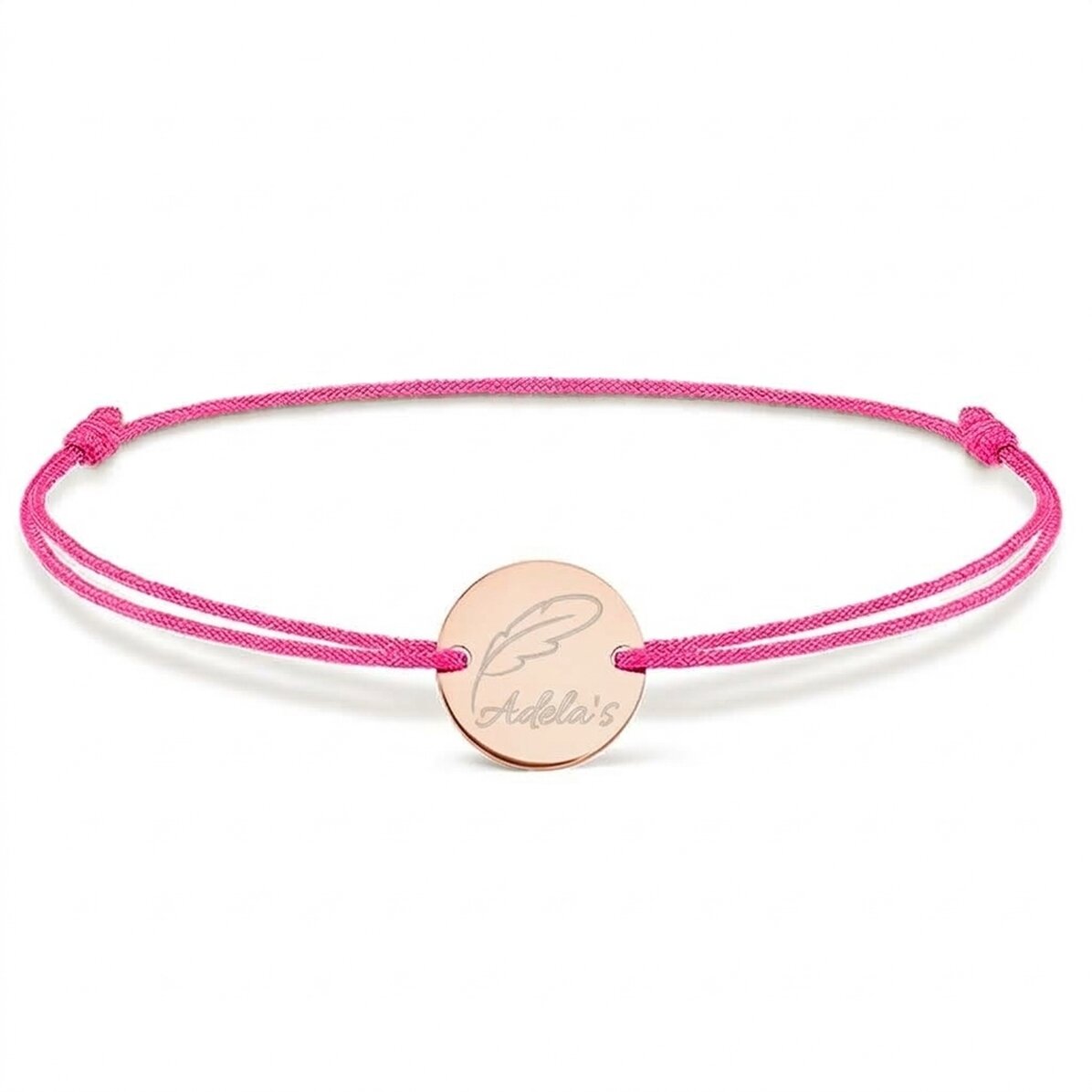 Bracelet à cordon personnalisé - pièce de 14 mm - argent 925 - modèle « plume »