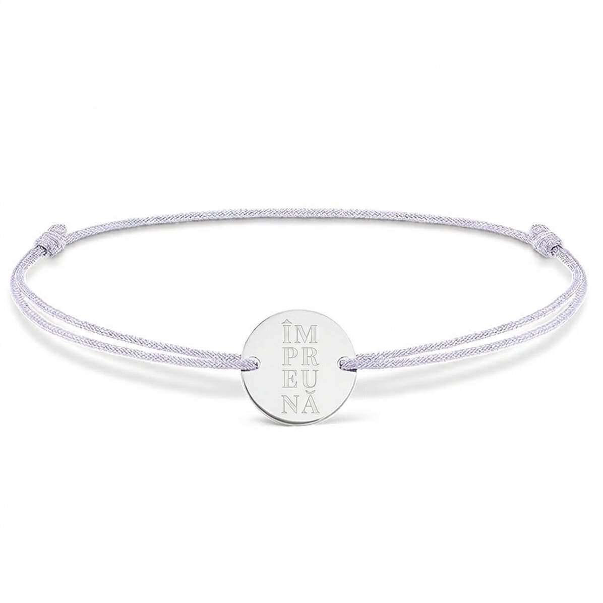 Bracelet à cordon personnalisé - pendentif de 14 mm - argent 925 - modèle à 2 initiales