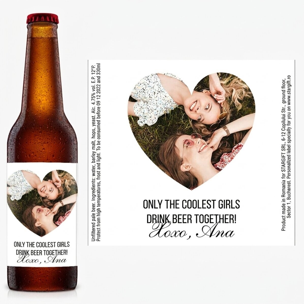 Bière personnalisée avec photo et texte - Love