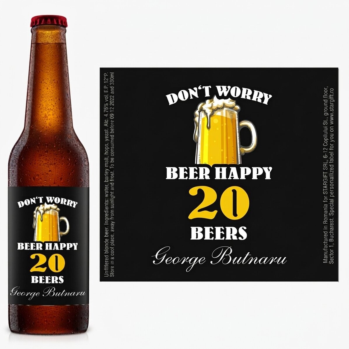 Bier met gepersonaliseerde tekst - Beer happy!