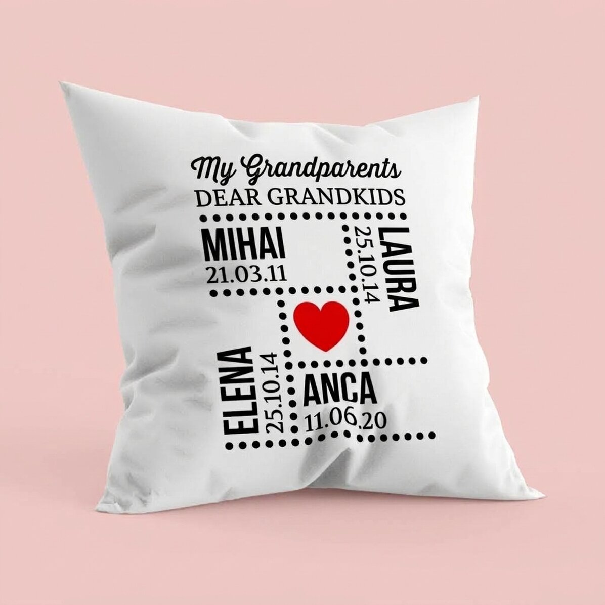 Coussin personnalisé avec inscription - Petits-enfants