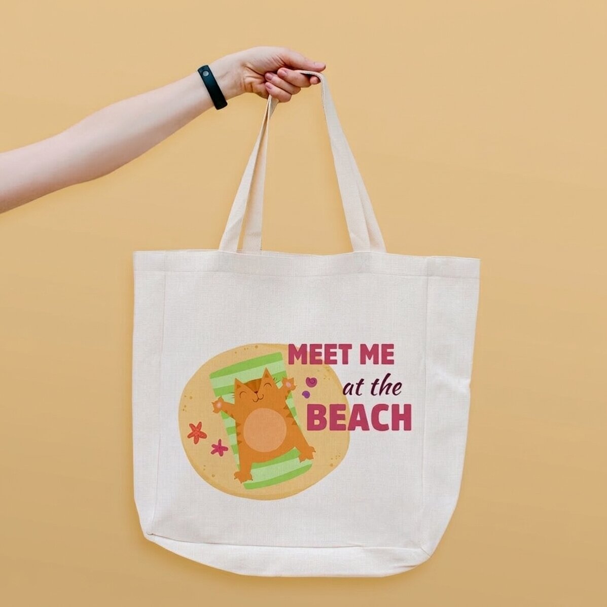 Strandtas met gepersonaliseerde tekst - Meet me at the beach