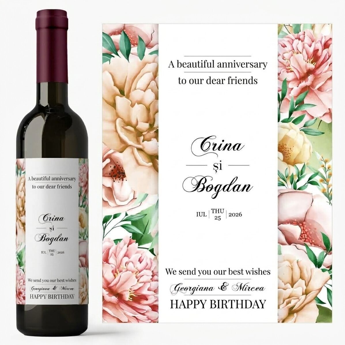 Vin personnalisé avec inscription - Joyeux anniversaire