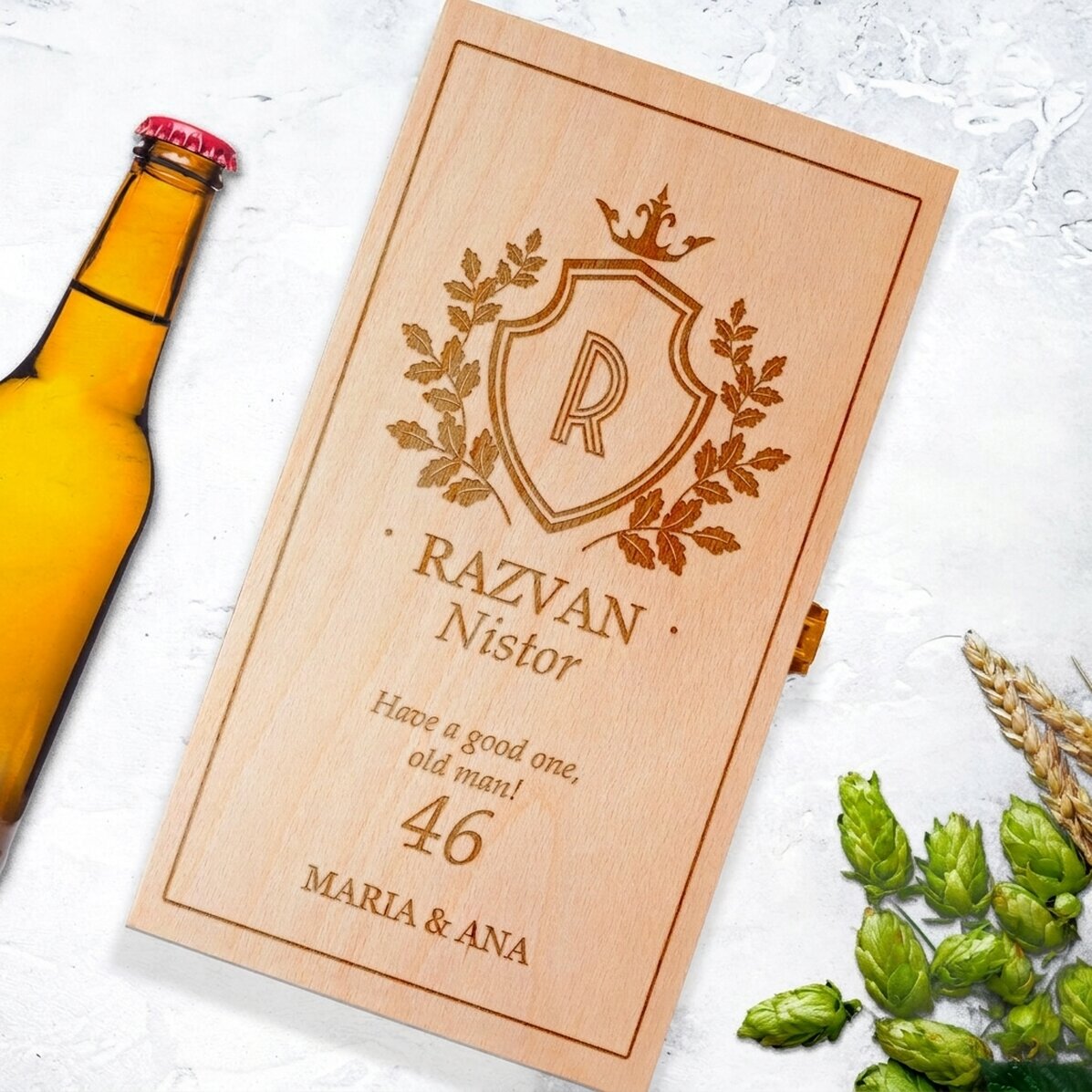 Caisse à bière personnalisée pour trois bouteilles - Blason