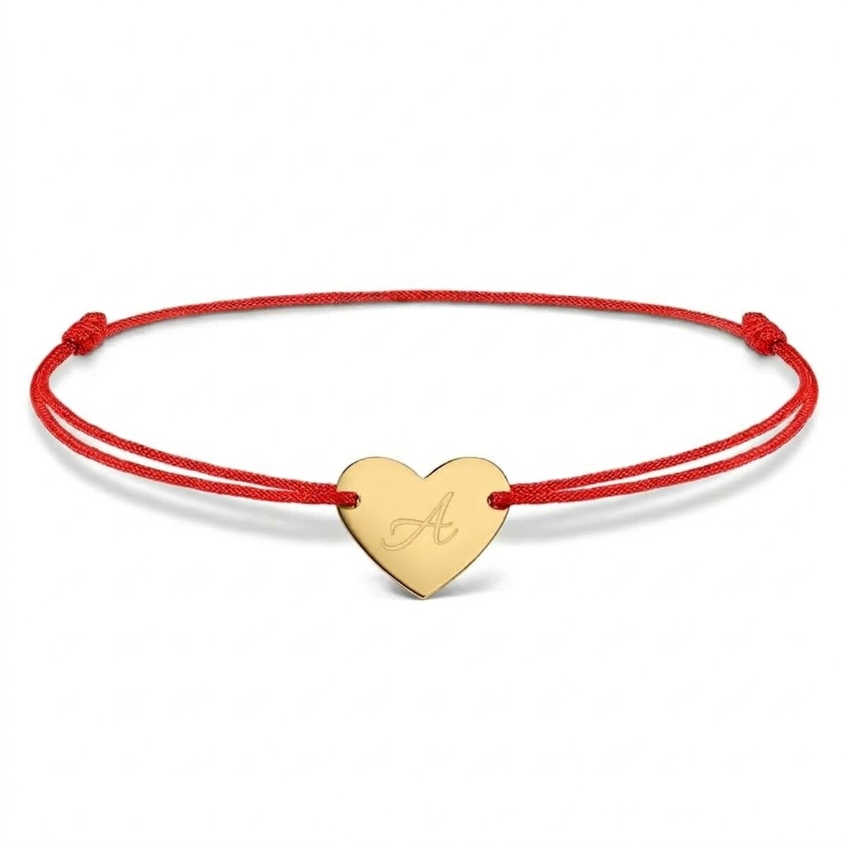 Gepersonaliseerde armband met koord – hartje 12x10 mm – 925 zilver – model met initiaal 5
