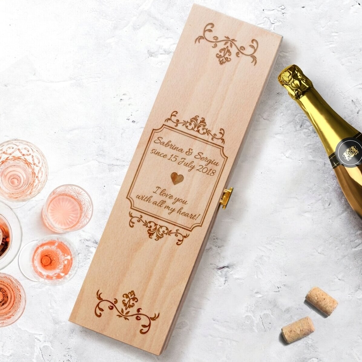 Coffret de vin mousseux personnalisé - Modèle élégant