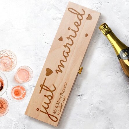 Coffret de vin mousseux personnalisé - « Just married »