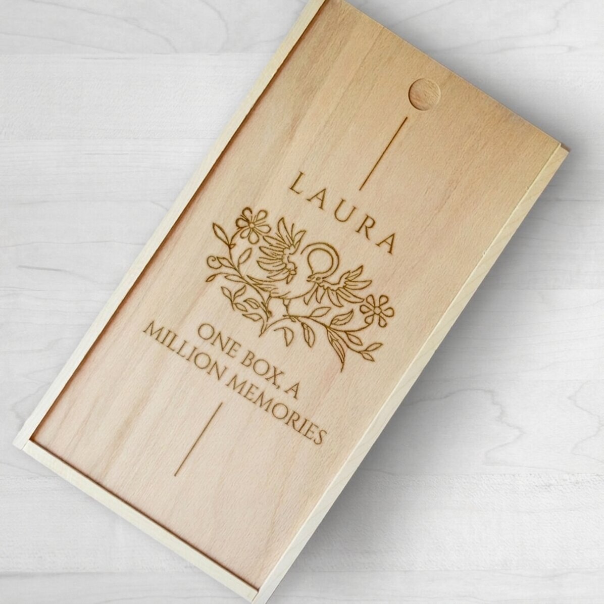 Gepersonaliseerde houten geschenkdoos - Vogel